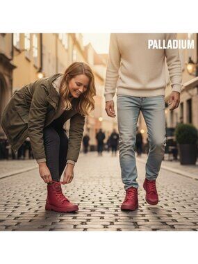 Palladium Red Canvas High-Top Sneakers Unisex Size Women 12/Men 10.5 Durable Out